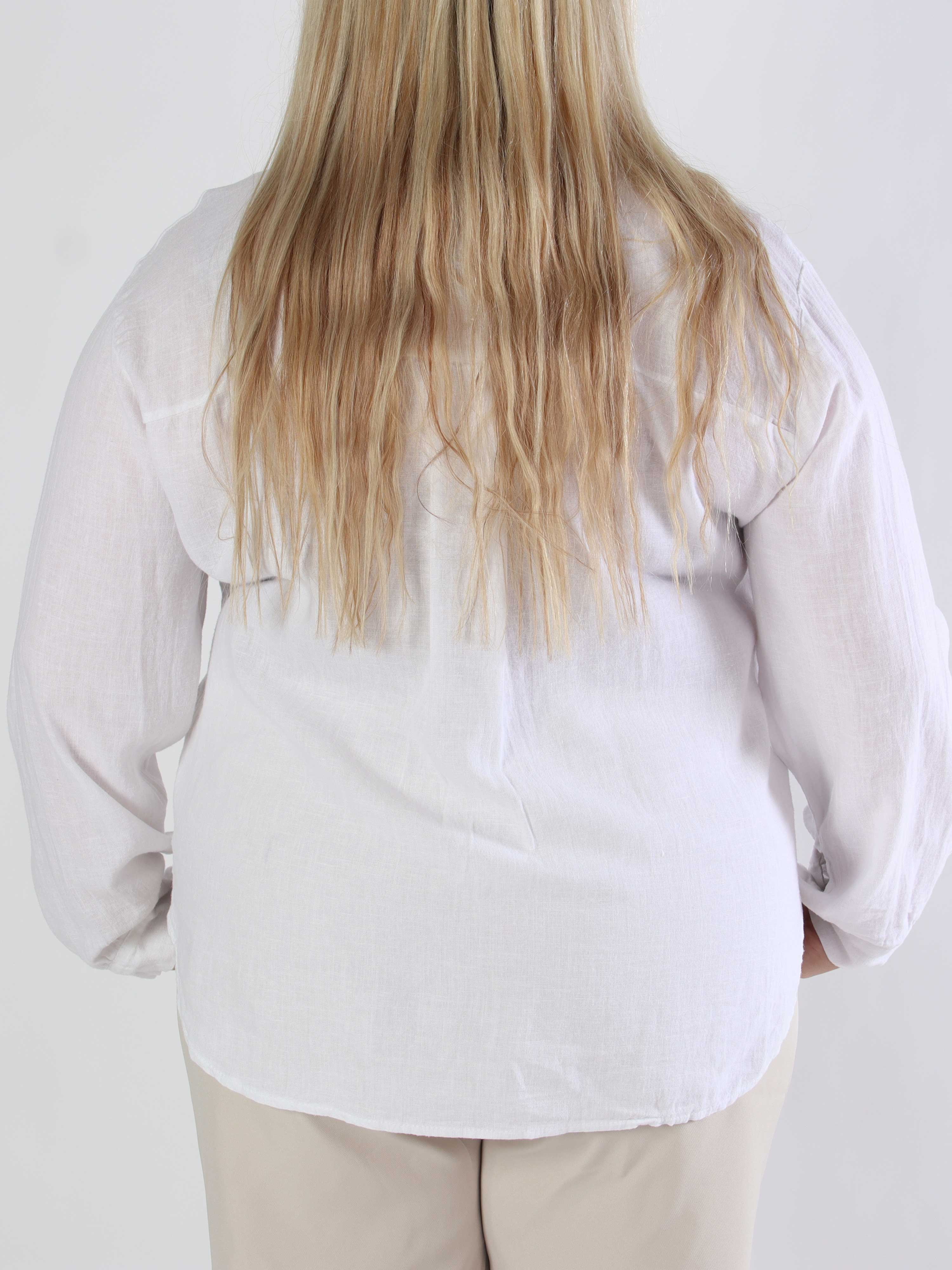 Clara Shirt - Enfärgad plus size skjorta i viskos och linne
